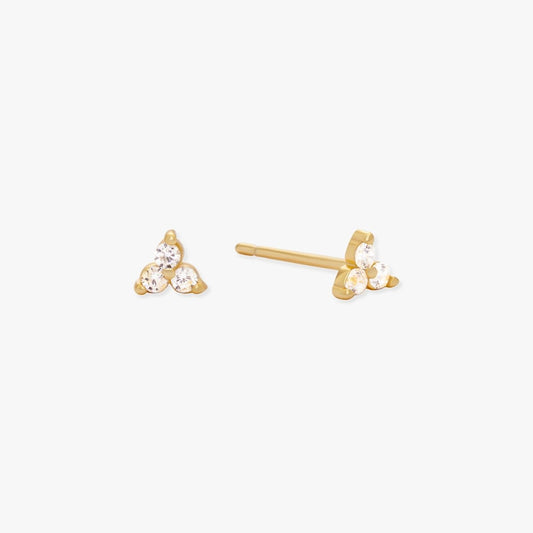 Triple Topaz Piercing Studs In Gold - LÉA