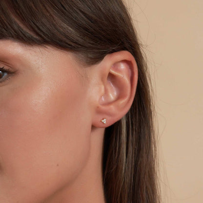 Triple Topaz Piercing Studs In Gold - LÉA