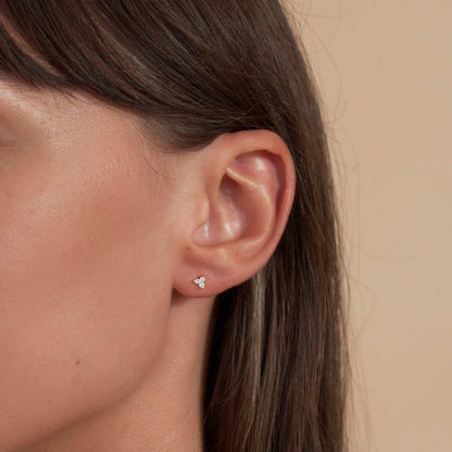 Triple Topaz Piercing Studs In Silver - LÉA