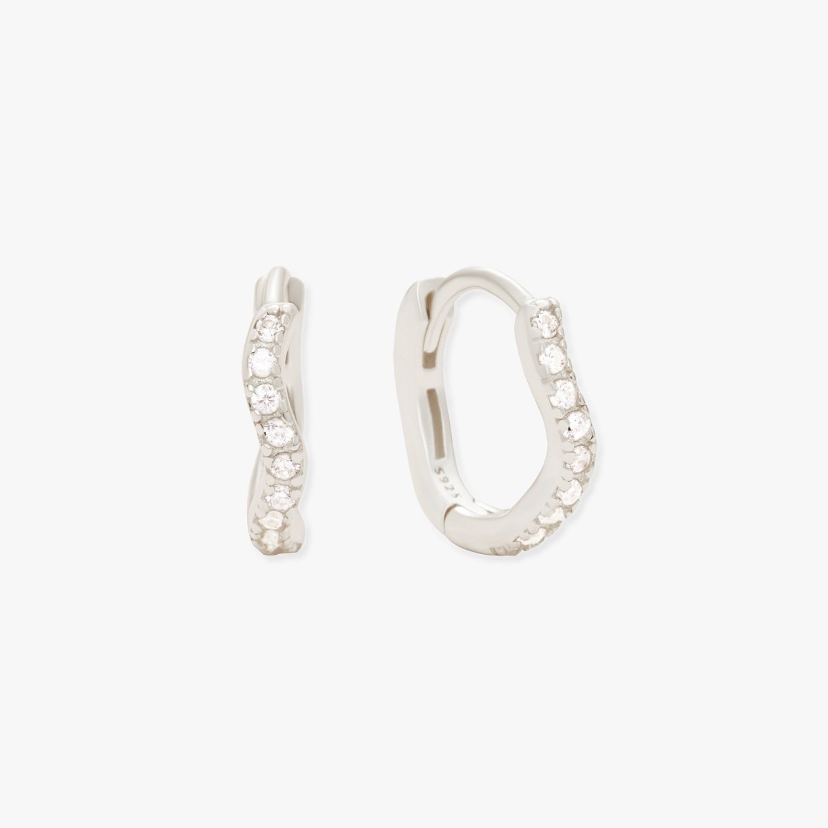 Wave Crystal Paved Huggies In Silver - LÉA